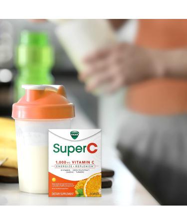 Vicks Super C Energize and Replenish Daily Supplement 28ct - Vitamin C, B Vitamins, Herbal Extracts - Easy-to-Swallow Coated Pills - Buy Online on GoSupps.com