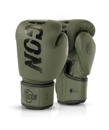 Madgon Premium boxing gloves made of the best material for long durability men and women kickboxing gloves for martial arts MMA sparring muay thai and boxing 10 12 14 16 oz incl bag olive / black 14 oz