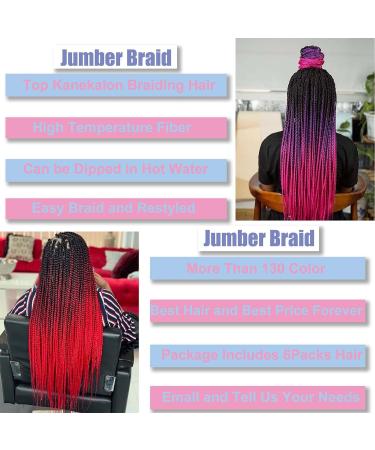 LILYKA 24 Inch Ombre Jumbo Braiding Hair Extensions - Pack of 6 | High Temperature Synthetic Kanekalon Hair for Twist Crochet Braids - Black to - Buy Online on GoSupps.com