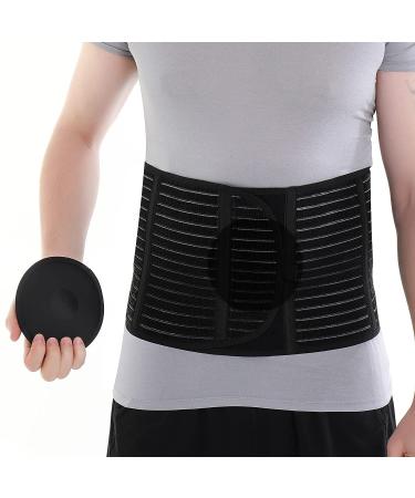 HKJD Abdominal Binder with 2pcs Different Hardness Compression Pad Hernia Belt For Women and Men Abdominal Hernia Binder for Belly Button Navel Hernia Support Helps Relieve Pain(2XL-3XL) Black 2XL-3XL Black