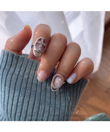 SOIMISS 1pc Fingernail Cover Cuticle Nail Ring Opening Nail Art Charm Diamond Fingernail Ring Sterling Ring Bowknot Nail Ring Rings for Women Womens Ring Miss Manicure Rhinestones - Buy Online on GoSupps.com