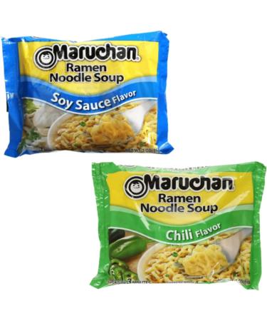 Ja Cor Instant Ramen Noodle Soup Variety Pack 2 Flavors (9) Soy Sauce (9) Chili Flavor Noodles 3 oz. Bundle with 1-Set of Reusable Stainless Steel Chopsticks (18 Individual Packs) - Buy Online on GoSupps.com