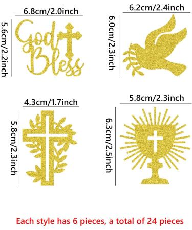 First Holy Communion Cupcake Toppers Gold Glitter First Communion Cake Topper God Bless Dove Cross Cupcake Picks God Christian Baptism Theme Baby Shower Birthday Party Cake Supplies A4JDSCCP - Buy Online on GoSupps.com