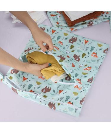 Ceekii Wet Dry Cloth Diaper Pockets - 3 Pack Washable Travel Wet Bags | Waterproof Baby Beach Pool Gym Bag with Zip Pocket & Snack Handle - Green - Buy Online on GoSupps.com