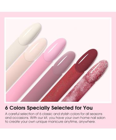 ROSALIND 13PCS Dip Nails Powder Starter Kit - 6 Colors White Pink Glitter Dip Powder Set with Base & Top Coat Brush Restorer & Activator for Stunning Manicures - Buy Online on GoSupps.com