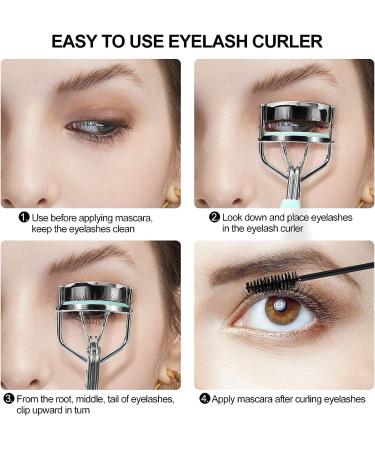 Zowor Eyelash Curler with Comb and Brush - Curved Lash Curler with 5 Silicone Refill Pads for Natural and Long-Lasting Curl - Perfect Make Up Gift for Women - Buy Online on GoSupps.com