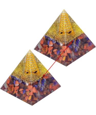 TUMBEELLUWA Orgone Pyramid Energy Generator - Crystal Healing Chakra Balancing Meditation & Home Decoration | Colorful Tumbled Stones & Orgonite Figurine - Buy Online on GoSupps.com