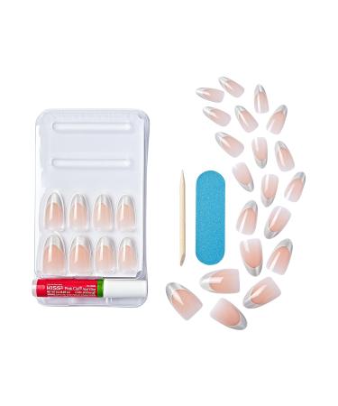 KISS Gel Fantasy Press-On Nails - Light Silver Almond Shape | Includes Nail Glue 28 Nails Manicure Stick & Mini File - Shop Internationally - Buy Online on GoSupps.com