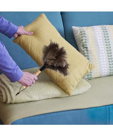 Kioiner Ostrich Feather Duster 34cm/13.3inch Antistatic Natural Ostrich Feather Duster Fluffy Feather Duster with Wooden Handle for Home Office Car Keyboard Blinds Bookcase Furniture - Buy Online on GoSupps.com