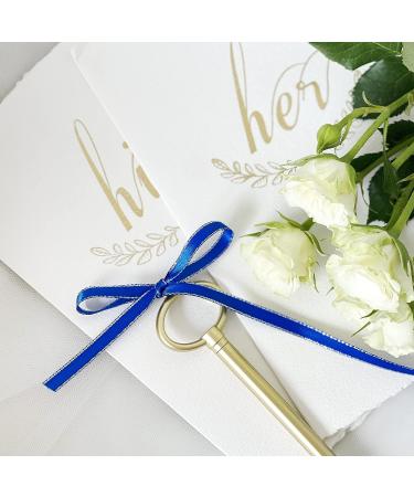 QIANF Royal Blue Double Face Satin Ribbon with Silver Border - 1/4 Inch x 50Yd - Buy Online on GoSupps.com