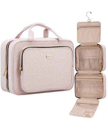 NISHEL Large Size Toiletry Bag for Women Travel Essentials Organizer Hanging Makeup Case for Accessories Cosmetics Toiletries Pink