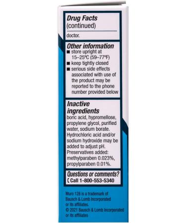 Muro 128 Solution Sodium Chloride Hypertonicity Ophthalmic Solution 5% Temporary Relief of Corneal Edema 0.5 fl oz (15 mL) (Pack of 2) - Buy Online on GoSupps.com