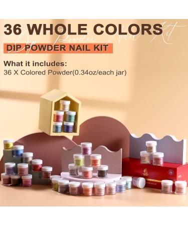Lavender Violets 36 Colours Dip Powder Nail Kit Starter Quick Drying Dipping Powder Nude and Full Range Colour Set for Home Salon Spring Glossy Matte Nail Art Design M950 - Buy Online on GoSupps.com