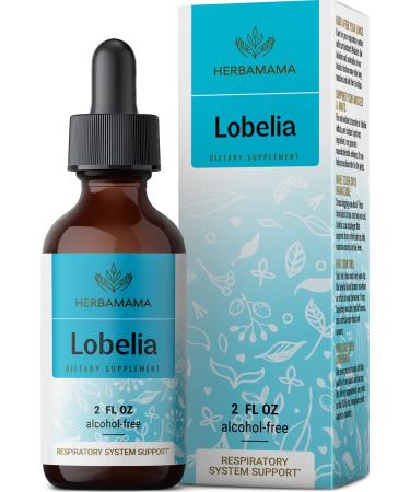 HERBAMAMA Lobelia Tincture - Organic Lobelia Herb Liquid Drops - Alcohol-Free - Vegan Supplement - 2 fl oz 2 Fl Oz (Pack of 1)