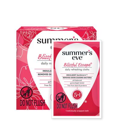 Summer's Eve Blissful Escape Daily Refreshing Feminine Wipes, Removes Odor, pH balanced, 16 count 16 Count (Pack of 1) Blissful Escape-16 Count
