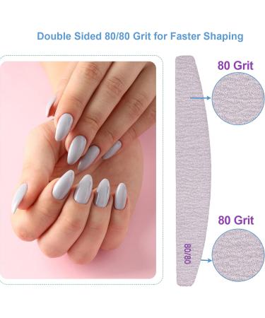 10 Pack 80/80 Grit Nail Files for Acrylic and Gel Nails - Professional Double Sided Emery Boards - Coarse Nail File for Manicure - Reusable Washable Curved Gray - Buy Online on GoSupps.com