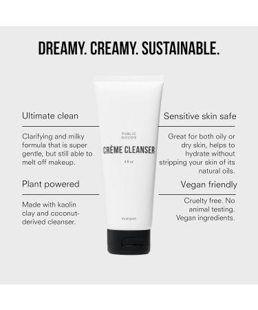 Public Goods Cr me Cleanser - Natural Vegan Face Wash for All | Gentle Hydrating Coconut Oil Cleanser | Makeup Remover for Sensitive Skin | 4 Fl Oz Made in USA - Buy Online on GoSupps.com