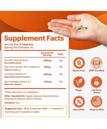 Happee Overactive Bladder Control Supplement for Women & Men - Pumpkin Seed Extract Soy Germ Saw Palmetto & Cranberry Blend - Bladder Support for Urinary Frequency Leaks & Urgency - 90 Capsules - Buy Online on GoSupps.com