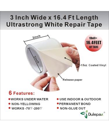 Dulepax White Repair Tape - Waterproof Patch and Seal Tape for Tents, RV Awnings, Tarps - 3 x 16.4ft - Buy Online on GoSupps.com