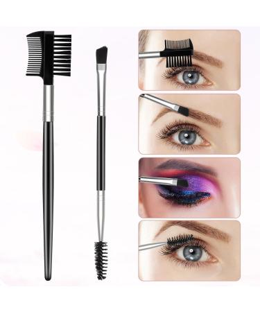 2 in 1 Eyebrow Brush Set Double-Sided Eyeliner & Makeup Tools 2 Pieces Eyes Makeup Brush & Comb for Perfect Brows - Buy Online on GoSupps.com