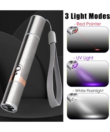 PUTEKCO Cat Chaser Toys Interactive Teaser Wand USB Rechargeable Upgrade 3 in 1 Function include Flashlight and UV Light Multi-Pattern Funny Pet Command Pet Training Exercise Tool for Cat Dog - Buy Online on GoSupps.com