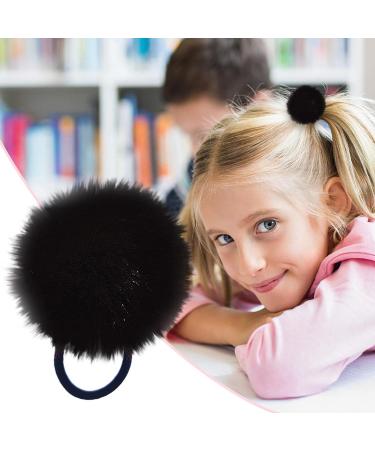 Tonsee Pompom Hair Ties - Fluffy Black Elastic Hair Band & Cute Plush Ball Ponytail Holder for Girls - Shop Internationally! - Buy Online on GoSupps.com