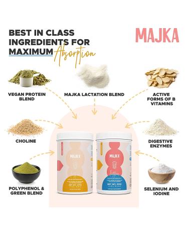 Majka Organic Lactation Protein Powder - Breastfeeding Safe Supplement for Increased Breast Milk - Postnatal Vitamin - Vegan & Gluten Free - 1.03 LB (Green Vanilla) - Buy Online on GoSupps.com