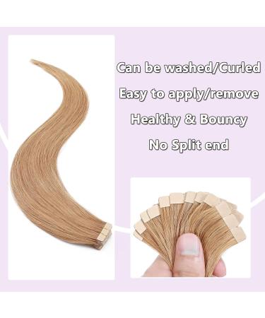 40cm Dark Blonde Tape In Extensions - 7A Real Human Hair 20 Pieces 50g | Soft & Easy to Apply - Buy Online on GoSupps.com