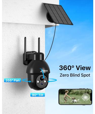 ANRAN 2K Outdoor Security Camera with Solar Power, 360 View, Smart Siren, Color Night Vision, Alexa Compatible - Q3 Black (3MP) - Buy Online on GoSupps.com