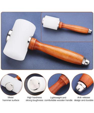 Leather Carving Hammer Set - 2 Pieces Nylon Wood Handle Mallet for Leathercraft DIY Stamping Sewing - Brown - Buy Online on GoSupps.com
