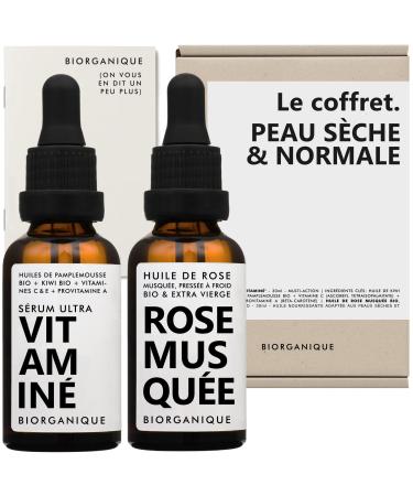 BIORGANIQUE Organic BOX Dry skin 1x ORGANIC ROSEhip oil + 1x MULTIACTION SERUM with vitamin C E and provitamin A + ORGANIC kiwi oil Face 100 natural 2x30 ml