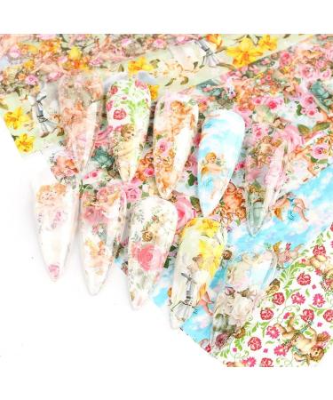 Angel Nail Foil Transfer Stickers Flower Nail Films Nail Stickers Decals Holographic Starry Foil Adhesive - Buy Online on GoSupps.com