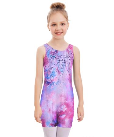 Boyoo Girls Gymnastic Leotards with Shorts Shiny Diamond Kids Ballet Dance Outfit One Piece Biketard for Age 3-10 Pink Butterfly 3-4T