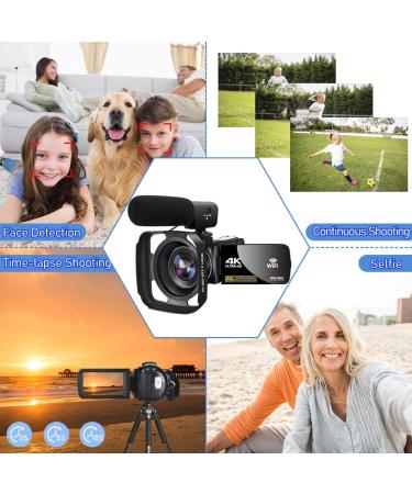 4K Camcorder 56MP 30FPS WiFi Vlogging Camera with Microphone, 3.0 Touch Screen, IR Night Vision and Remote Control - Black - Buy Online on GoSupps.com