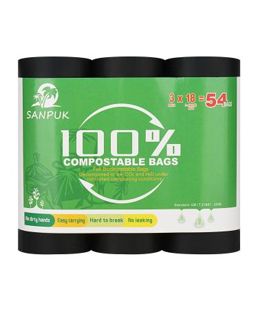 SANPUK 54 Count Portable Toilet Bags, 100% Compostable Bags, 5 Gallon Camping Toilet Bags, Toilet Waste Bags 8 gallon, Biodegradable Camping Poop Bags, Toilet Replacement Bags, for Outdoor and Indoor 18 Count (Pack of 3)