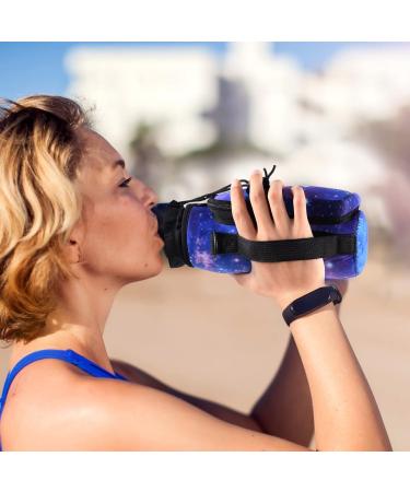 AUPET Water Bottle Sling Bag Sleeve Holder 25oz Purple Starry Sky - Insulated Crossbody Case with Strap and Pockets for Walking, Hiking, Camping - Buy Online on GoSupps.com