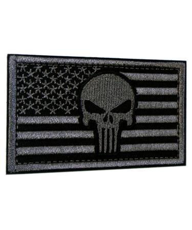 Tactical Patches of American Flag with Skull, Backed with Hook and Loop for Use on Backpacks Caps Jackets Uniforms, Military Army Morale Emblems, Size 3x2 Inches A - Skull Flag Patch with Hook and Loop Backing