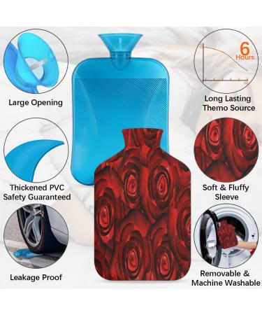 Red Roses Hot Water Bottle | Cozy Fluffy Cover | 2L Pain Relief for Back Neck & Shoulders - Buy Online on GoSupps.com