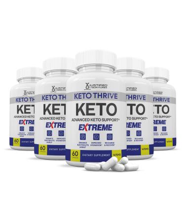 (5 Pack) Keto Thrive Keto ACV Extreme Pills 1675MG Keto Support Blend Capsule Alternative Keto ACV Gummies Formulated Apple Cider Vinegar Extra Virgin Olive Oil Powder Green Tea Leaf 300 Capsules