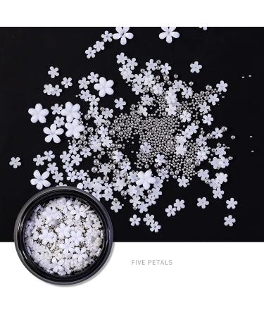JERCLITY 3D Nail Art Decoration Kit - Mixed Metal Nail Rivets, White Flower Studs, Gem Pearls, Tweezers - 6 Boxes - KIT01 - Buy Online on GoSupps.com