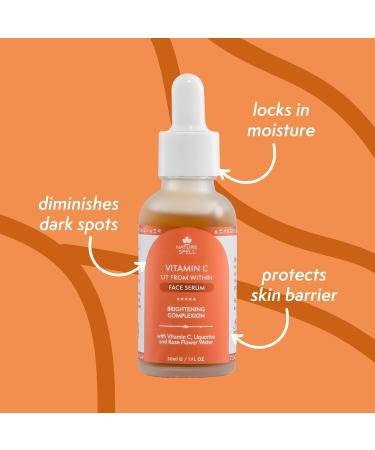 Nature Spell Pure Vitamin C Face Serum 30 ml - Brightens Skin - Minimise Enlarged Pores Anti Aging Serum for Face - Suitable for All Skin Types - 100% Vegan - Made in the UK - Buy Online on GoSupps.com