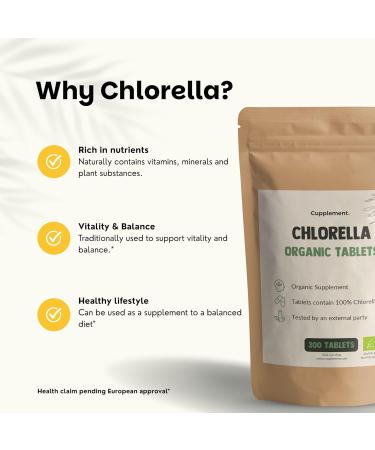 Cupplement Chlorella tablets 500 mg organic 300 tablets algae detox spirulina single pack - Buy Online on GoSupps.com