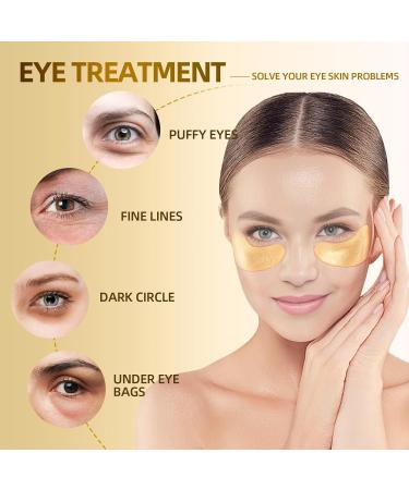 Brightening Eye Masks with Caffeine & Hydrolyzed Collagen - Hydrating Under Eye Patches for Dark Circles & Puffiness - Gold Collagen - Buy Online on GoSupps.com