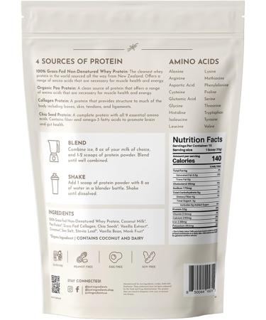 JUST INGREDIENTS Vanilla Protein Powder - Grass-Fed Whey Blend Organic Gluten Free - 15 Servings 22g Protein Vanilla Bean 15 Servings - Buy Online on GoSupps.com