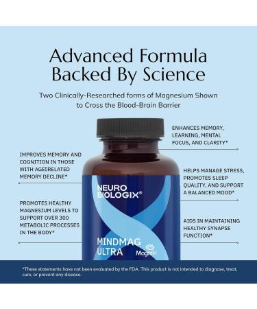 Neurobiologix MindMag Ultra with Magnesium L-Threonate for Men & Women Triple Action Magnesium Complex for Memory Calm Relaxation & Cognitive Performance Gluten Free Vegetarian 120 Capsules - Buy Online on GoSupps.com