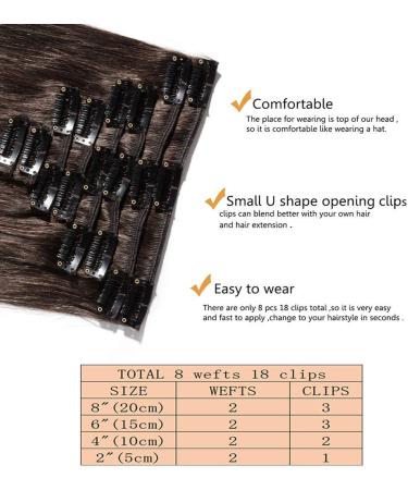 Buy SEGO Clip in Hair Extensions - 100% Remy Human Hair Dark Brown #2-1 14 (35cm) 60g | Affordable Real Hair Wefts - Buy Online on GoSupps.com