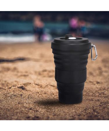 DARUNAXY Collapsible Travel Cup - Silicone Folding Camping Cup with Lid - 19oz Portable Bottle (Black) - Buy Online on GoSupps.com