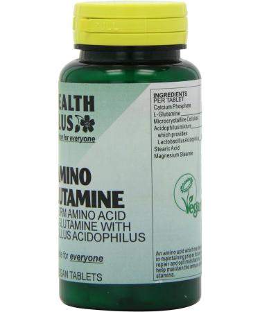 Health Plus Amino L-Glutamine 500mg Supplement - 60 Tablets - Buy Online on GoSupps.com