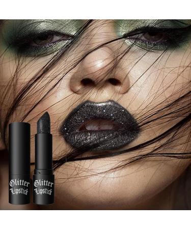  Opilroyn Halloween Black Lipstick Glitter Lipstick | Waterproof Glitter Sparkling Lipstick Non-Stick Matte Balm Body-Free for Women - Buy Online on GoSupps.com