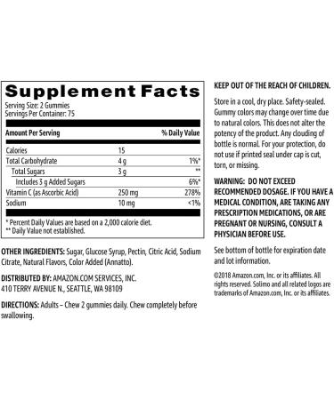 Solimo Vitamin C 250mg Gummies - Immune Health Support - 150 Count - Buy Online on GoSupps.com